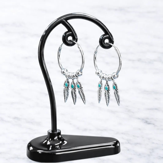 Argollas con colgante 3 plumas 16mm