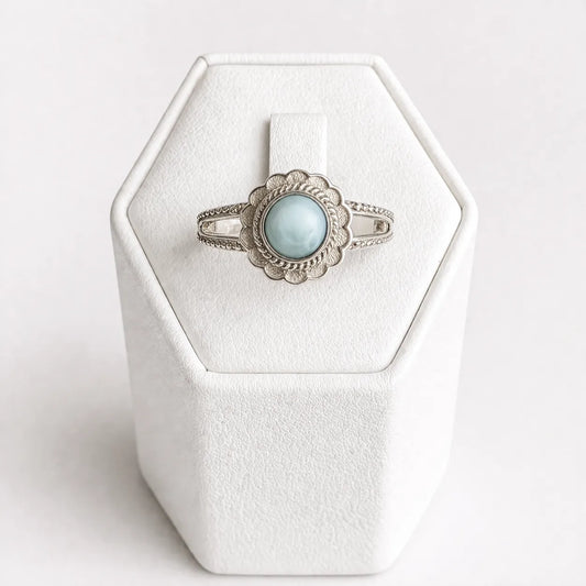 Anillo piedra natural celeste