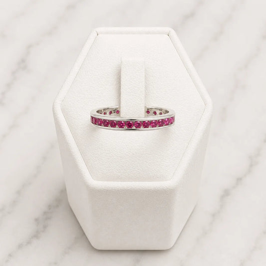 Anillo infinito circón fucsia