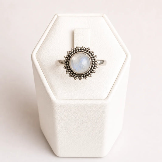 Anillo piedra natural luna blanca