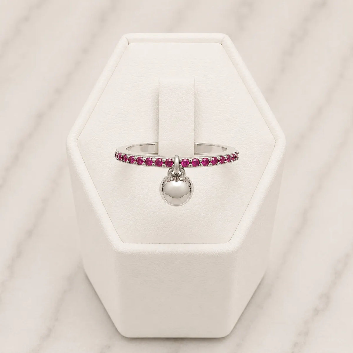 Anillo cintillo fucsia con colgante - 14