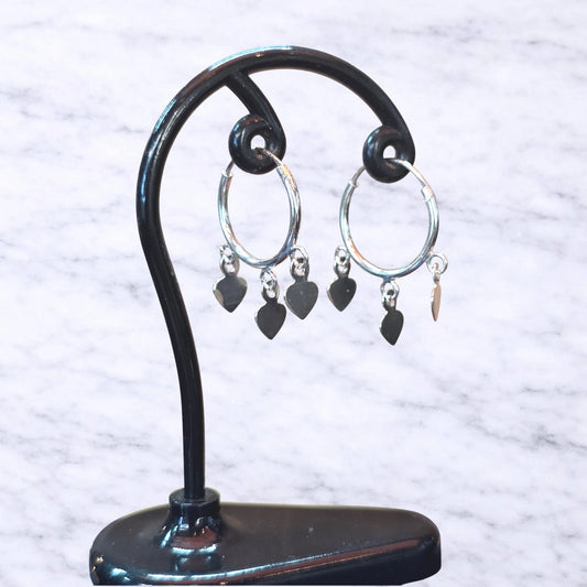 Argollas con colgante corazones 14mm