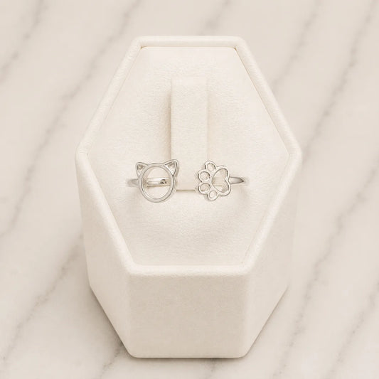 Anillo ajustable gato pata