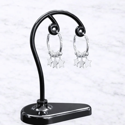 Argollas con colgantes 3 estrellas 14mm
