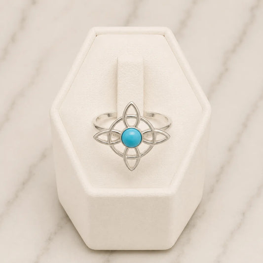 Anillo nudo de bruja turquesa