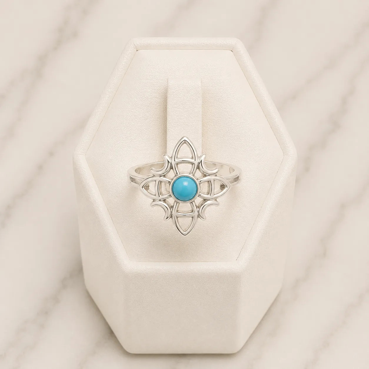 Anillo nudo de bruja turquesa