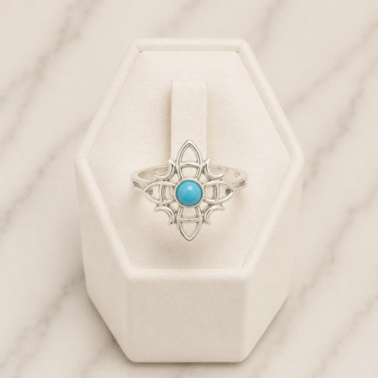 Anillo nudo de bruja turquesa