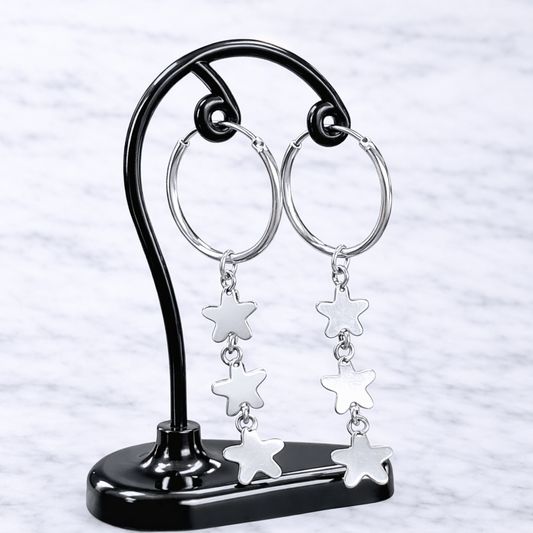 Argollas con colgante 3 estrellas 20mm