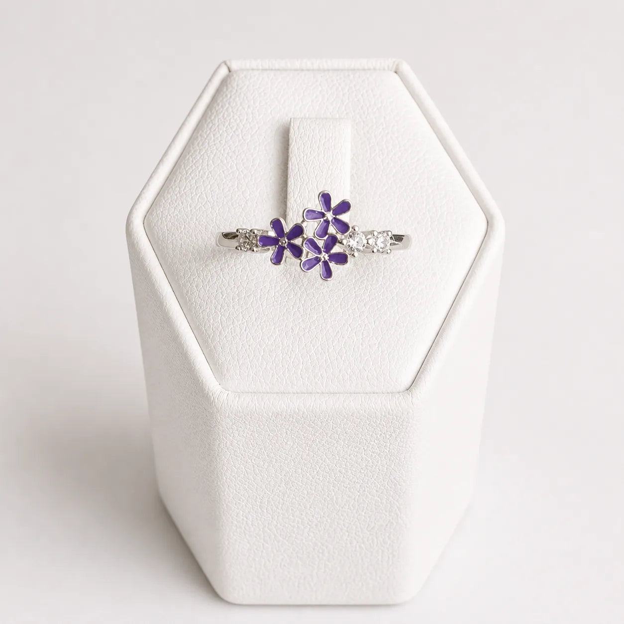 Anillo flores esmaltado amatista