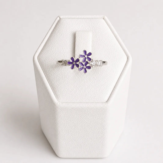 Anillo flores esmaltado amatista