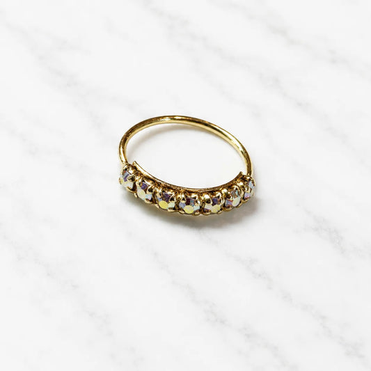 Argolla piercing nariz microcircón tornasol bañado en oro 10mm