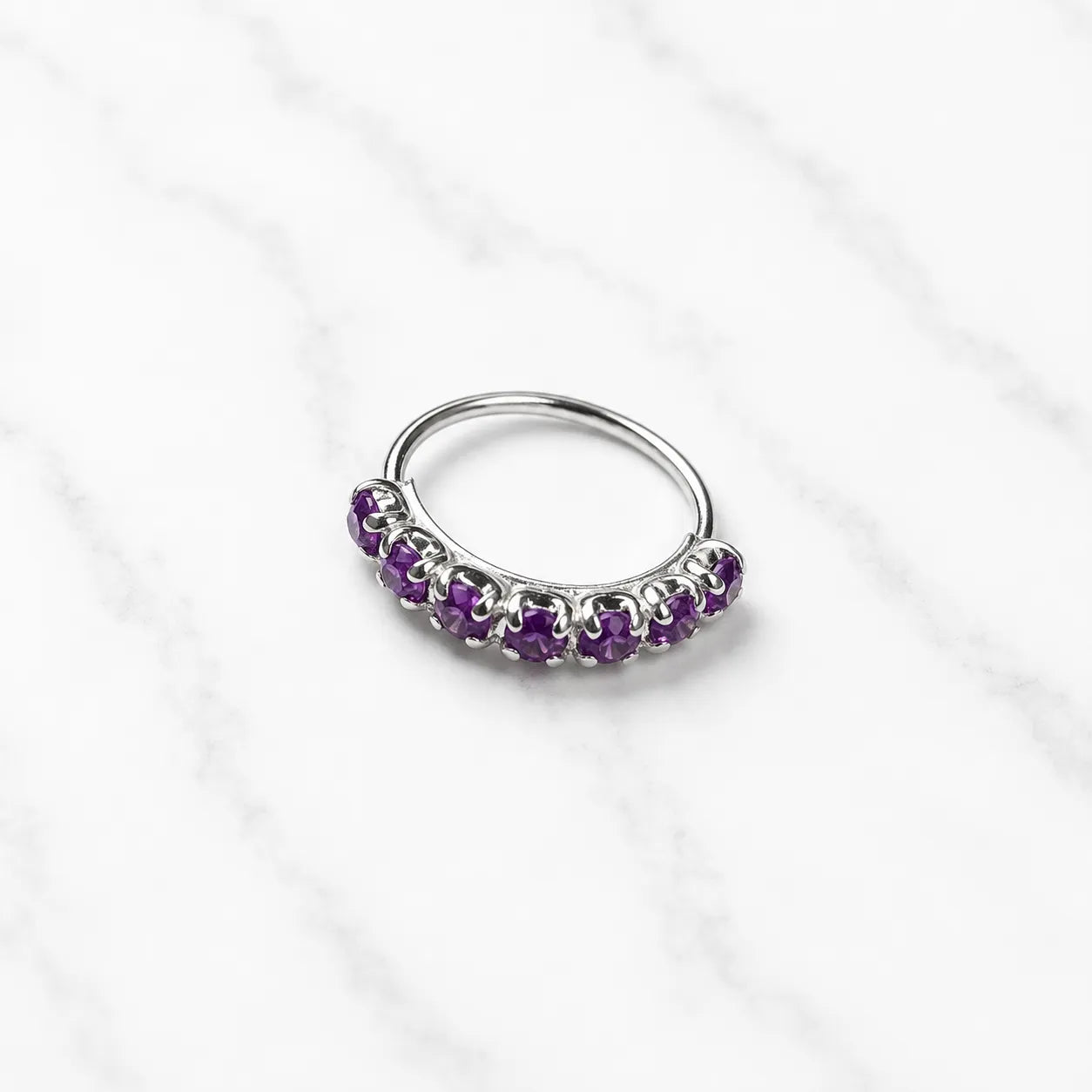 Argolla nariz piercing microcircón amatista 8mm