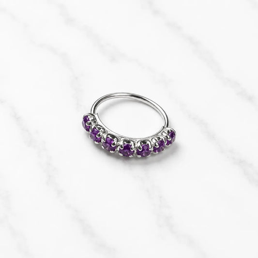 Argolla nariz piercing microcircón amatista 8mm