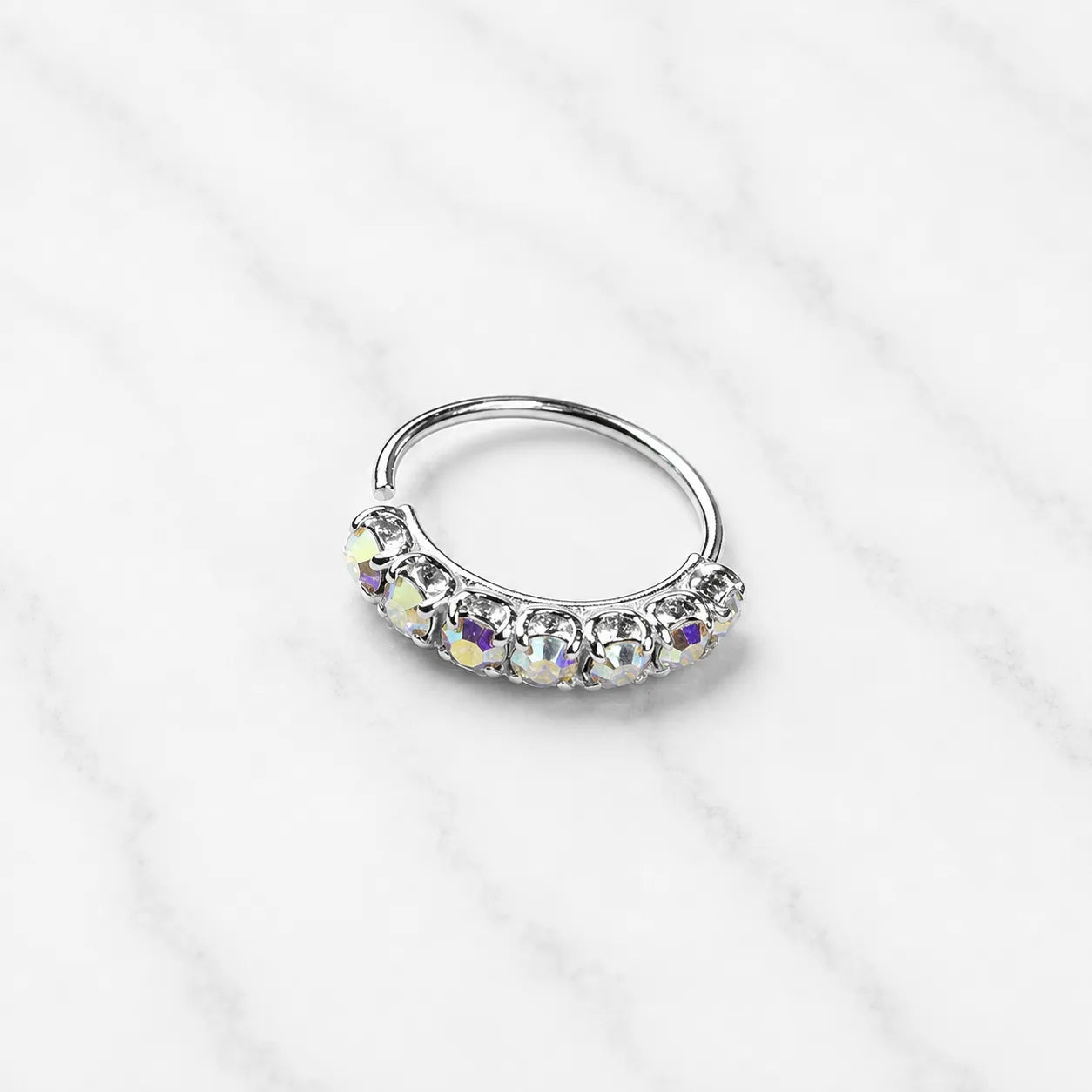 Argolla piercing nariz microcircón tornasol 8mm