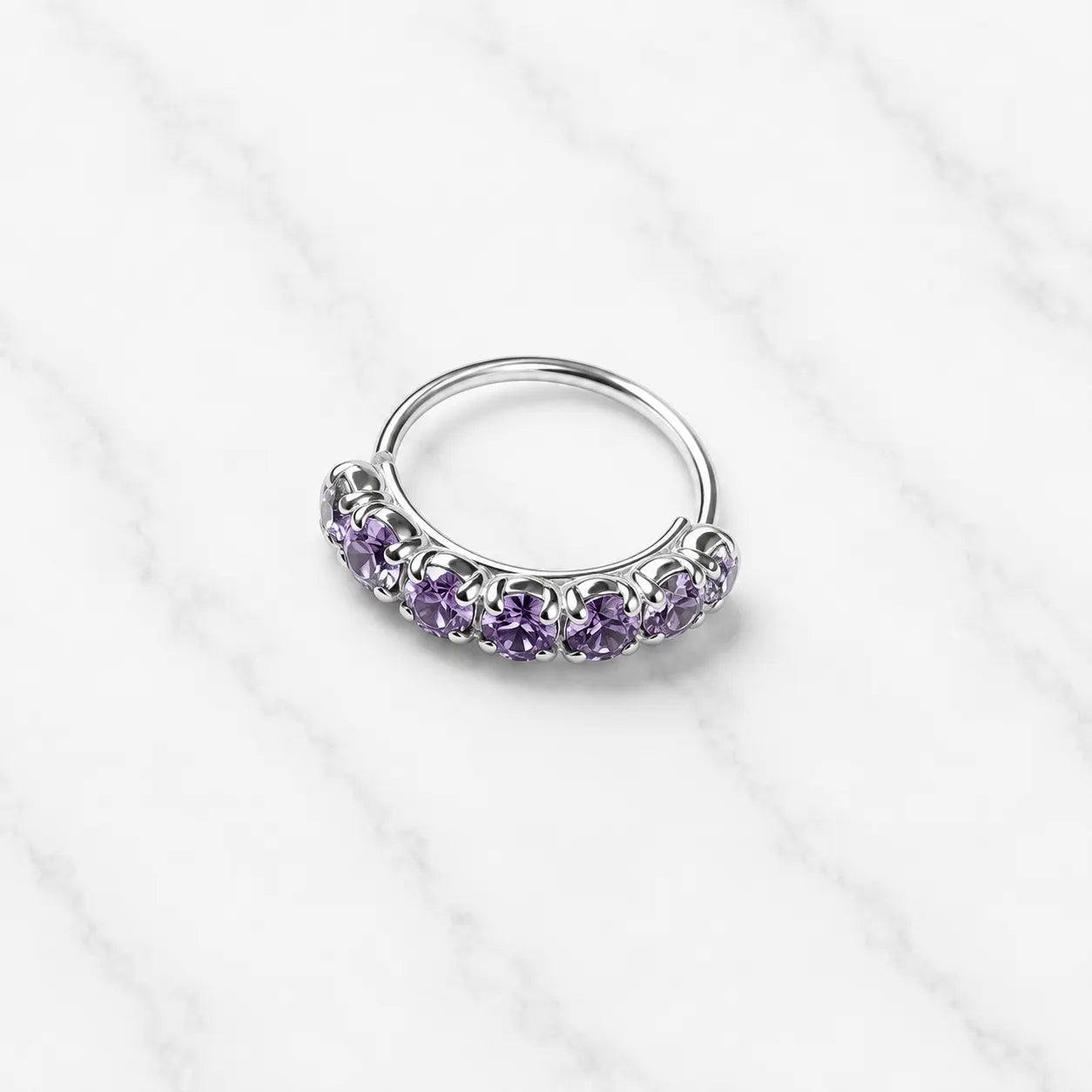 Argolla piercing nariz microcircón lavanda 8mm