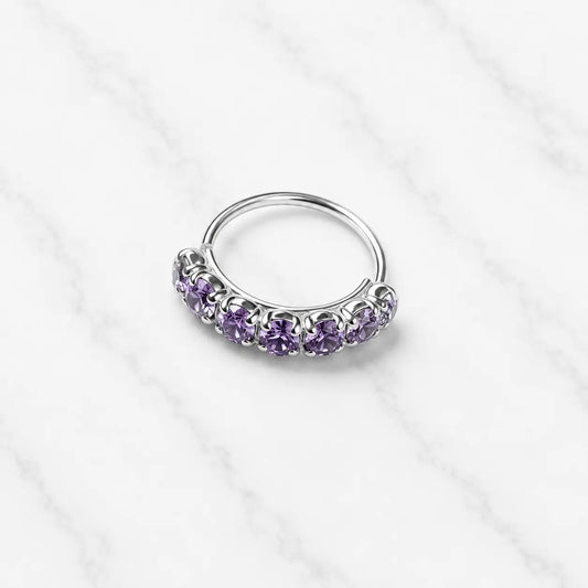 Argolla piercing nariz microcircón lavanda 8mm