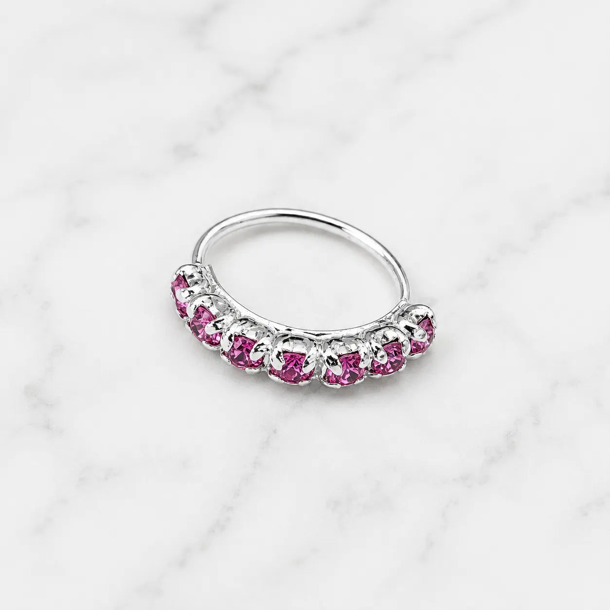 Argolla piercing nariz microcircón rosada 8mm