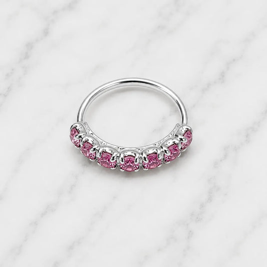 Argolla piercing nariz microcircón rosa claro 10mm