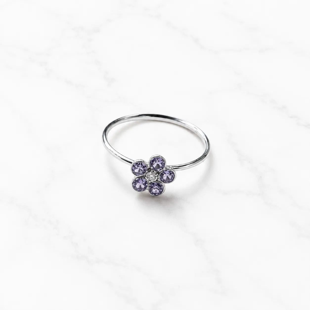 Argolla piercing nariz flor circón lavanda 10mm