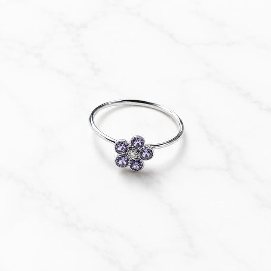 Argolla piercing nariz flor circón lavanda 10mm