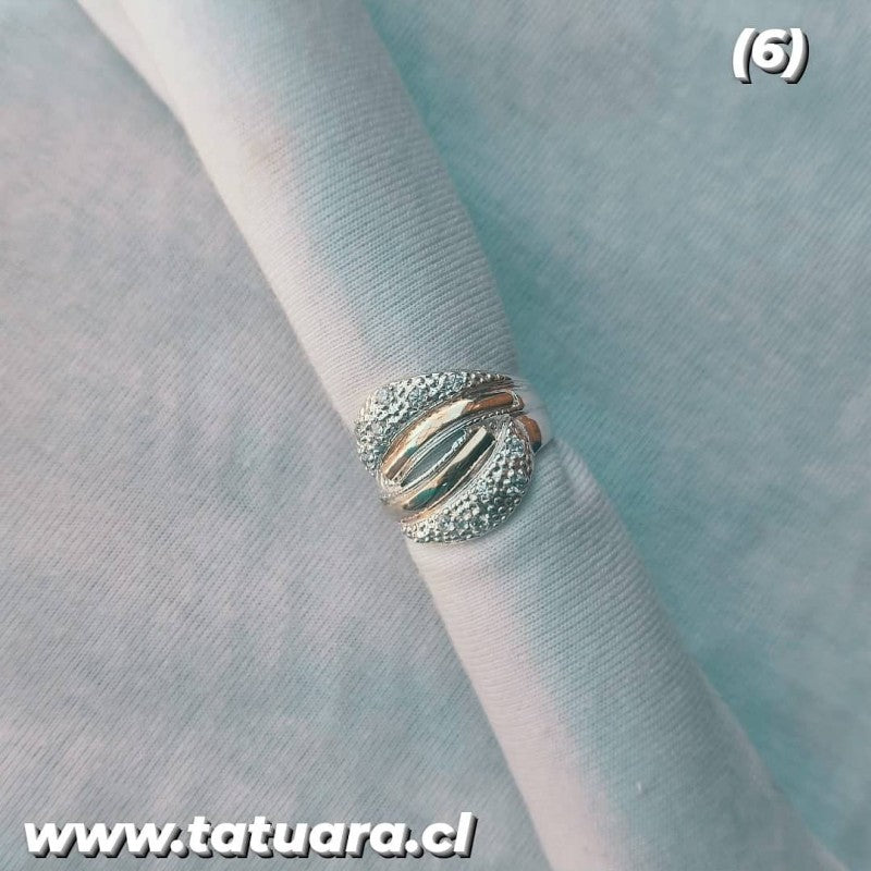 Anillo plata con oro cinta barra