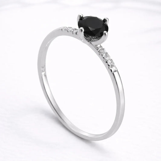 Anillo solitario piedra negra