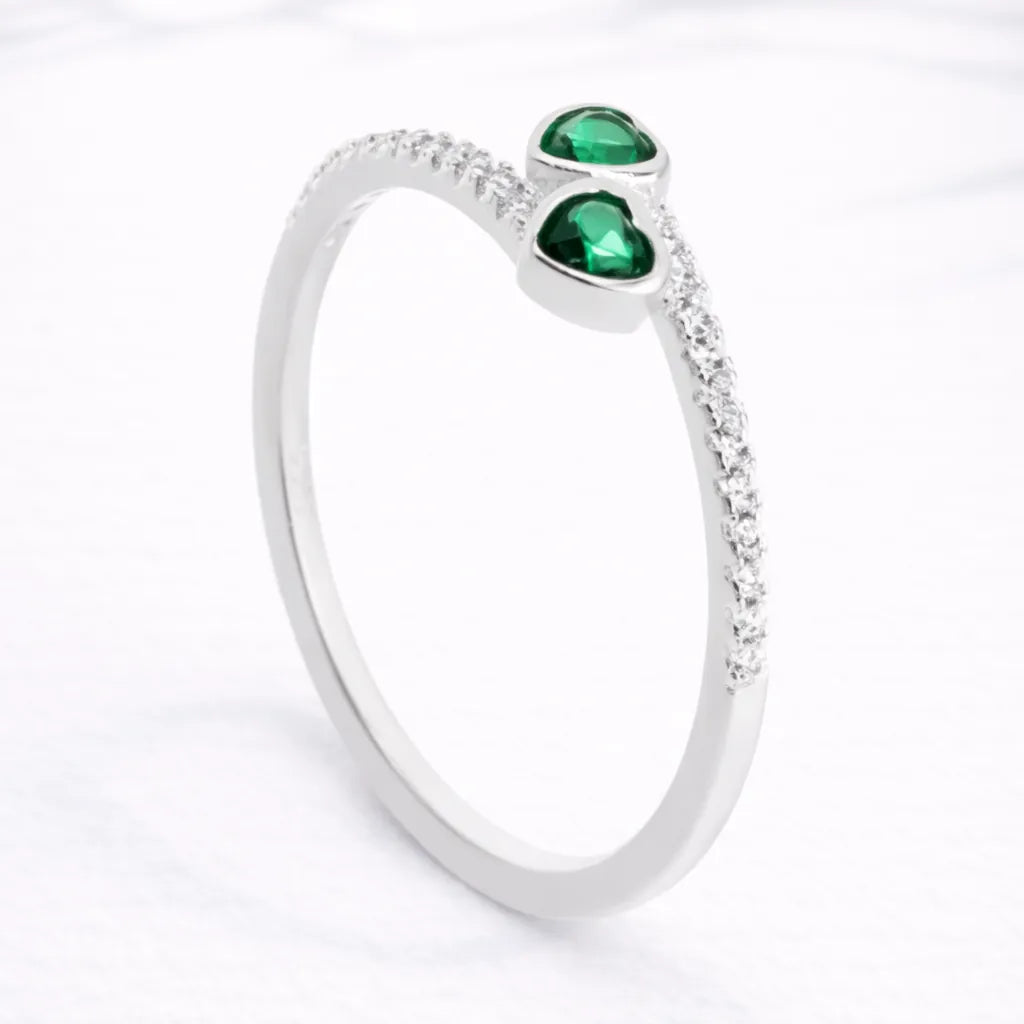 Anillo doble corazón circón - 12