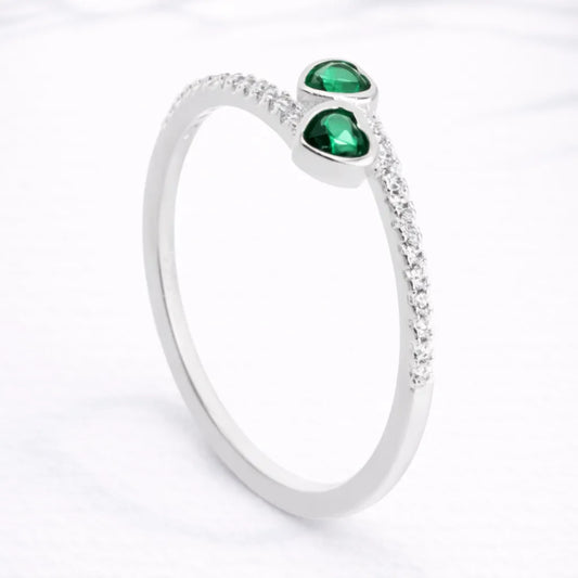 Anillo doble corazón circón