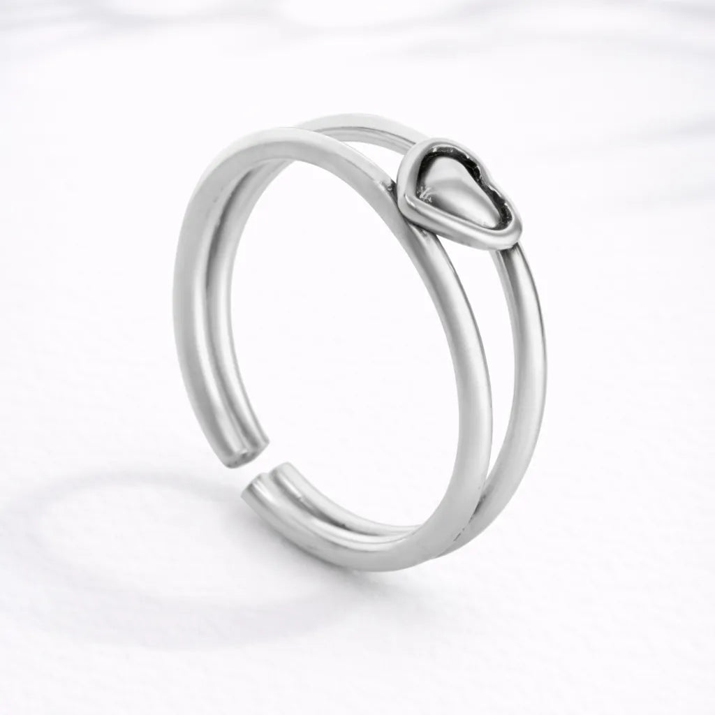 Anillo midi doble de corazón