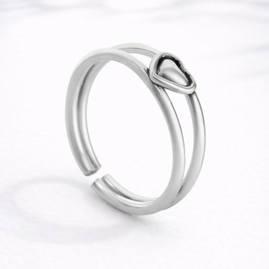 Anillo midi doble de corazón