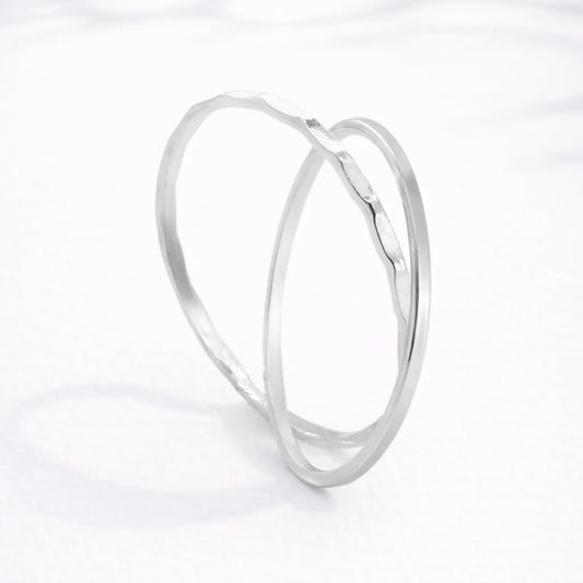 Anillo doble torcido y liso