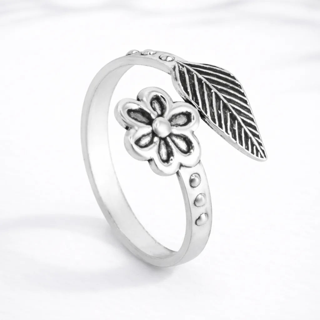 Anillo midi flor hoja