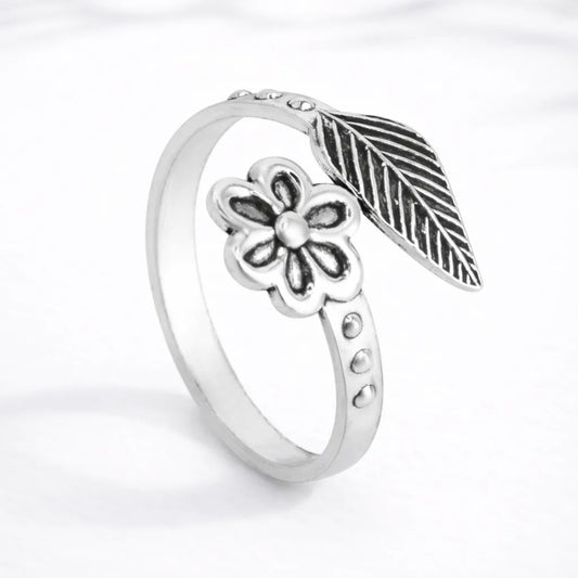 Anillo midi flor hoja