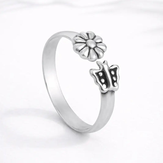 Anillo midi mariposa flor