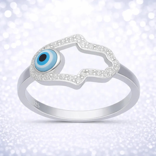Anillo mano de fátima circón