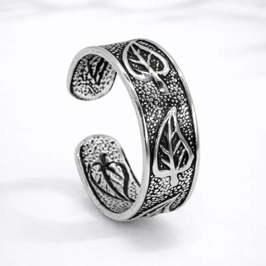Anillo midi hojas envejecida