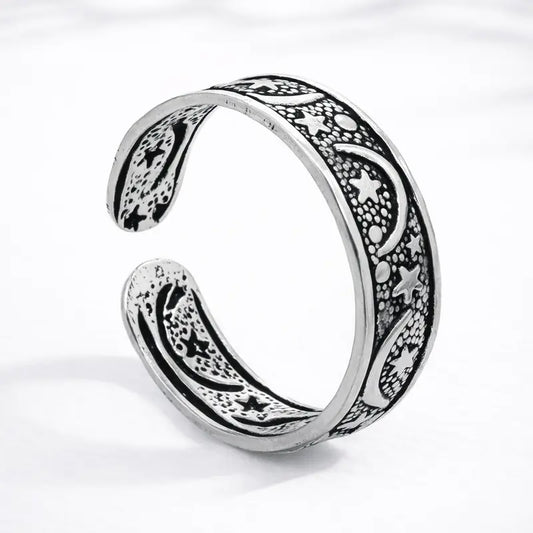 Anillo midi lunas y estrellas