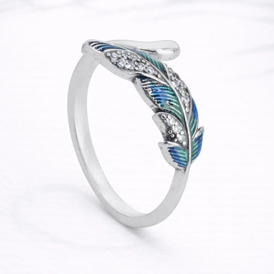 Anillo pluma esmaltado