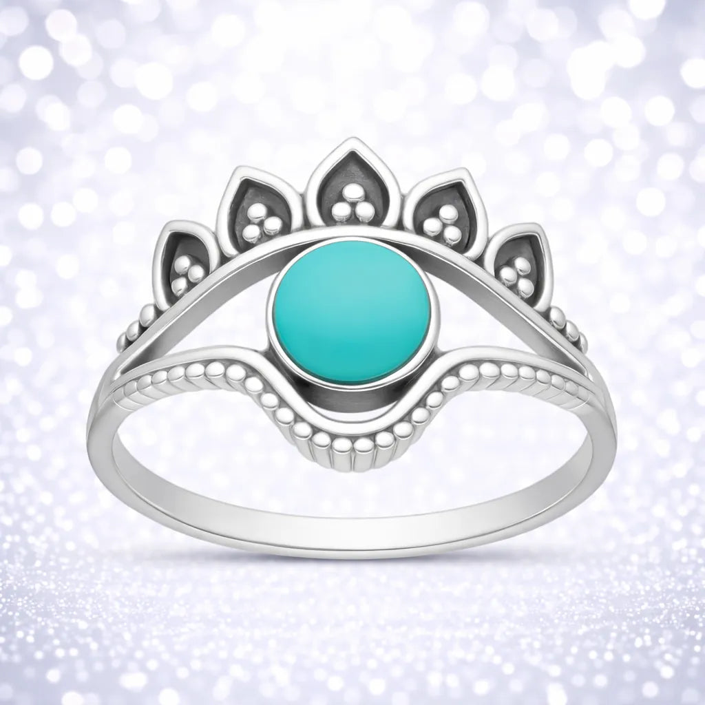 Anillo étnico turquesa
