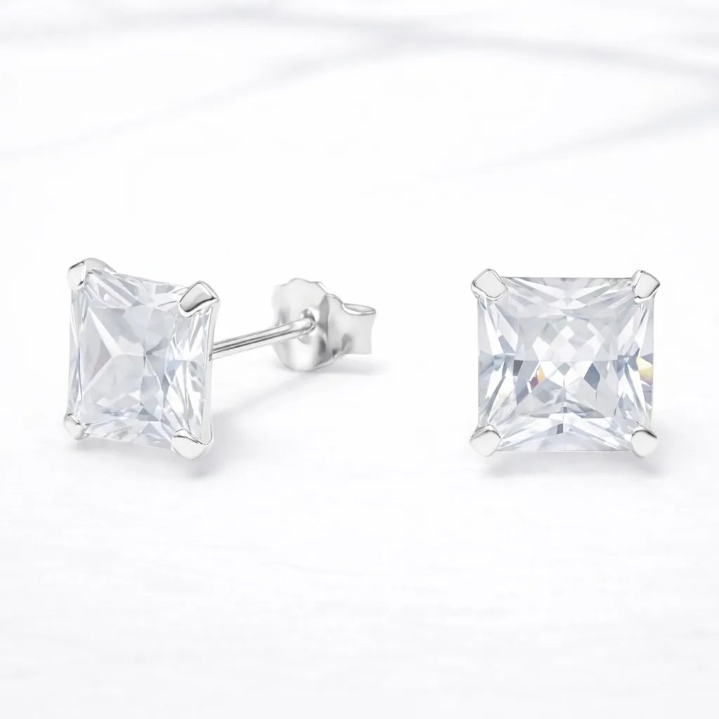 Aros apegados cuadrado circón 8mmx8mm