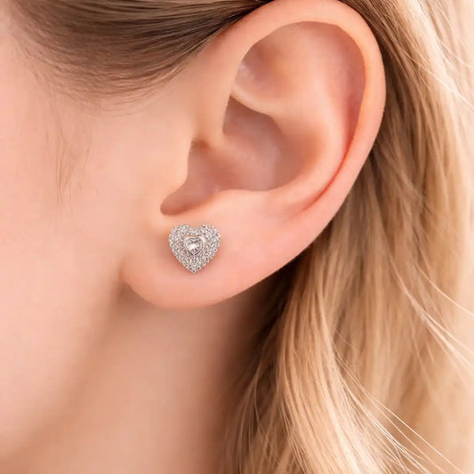 Aros apegados corazón microcircón