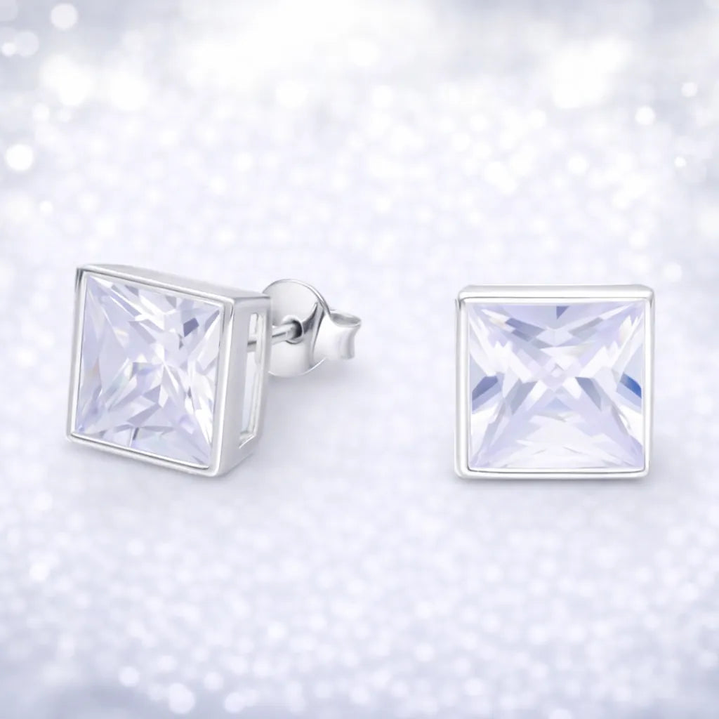 Aros apegados cuadrado circón 8mmx8mm