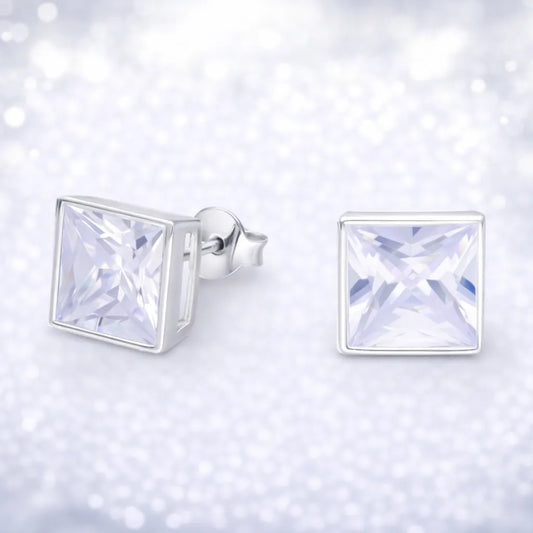 Aros apegados cuadrado circón 8mmx8mm