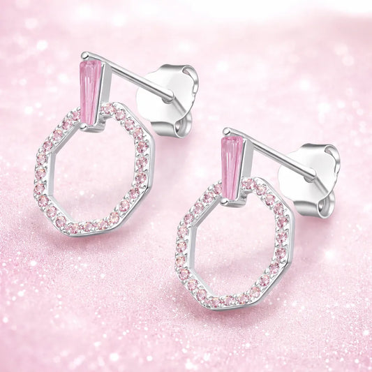 Aros geometricos circón rosado