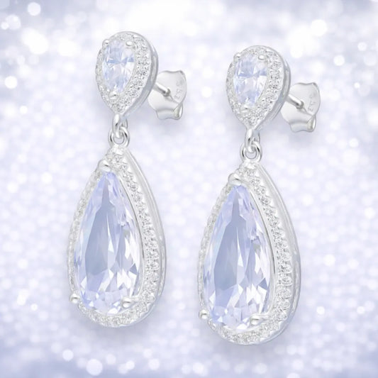 Aros largos gota circón