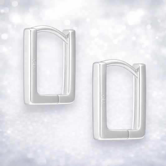 Aros argollas huggies lisas rectangulares 11mm