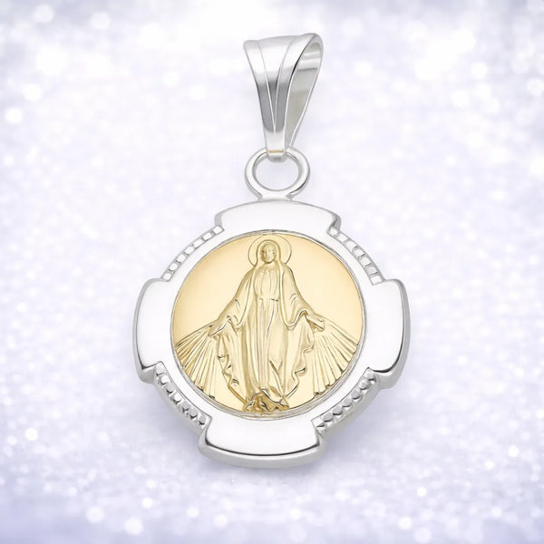 Colgante virgen de los rayos con baño de oro