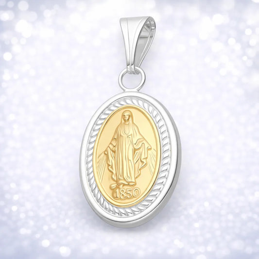 Colgante virgen de los rayos con baño de oro