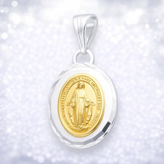 Colgante virgen de los rayos con baño de oro