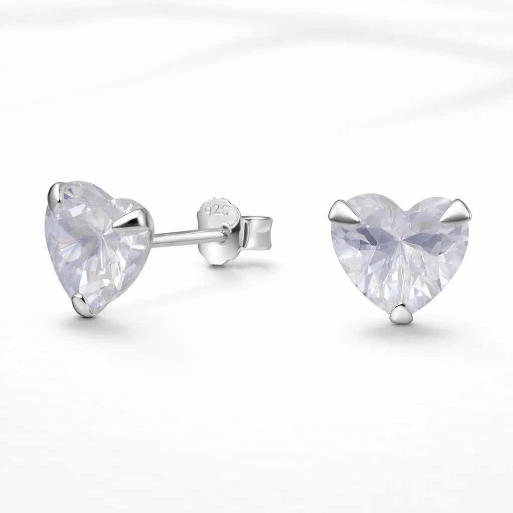 Aros apegados corazón circón 8mm